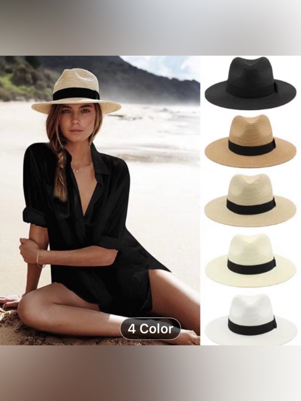 Unisex Straw Jazz Fedora Hats Panama Short Brim. L/XL